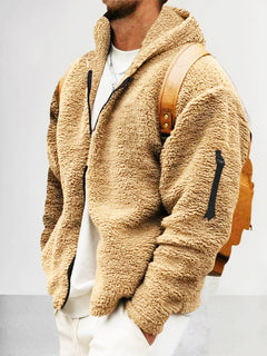 Kapuzenjacke aus Thermofleece - DAVIS in Khaki