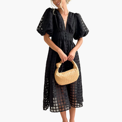 Amber | Elegantes Sommer-Midikleid in Schwarz
