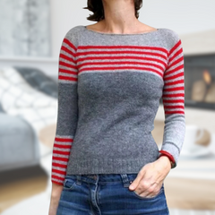 Alia | Damenpullover mit klassischem Rundhals in Rote Streifen