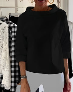 Orinda - Elegantes Damen-Top mit halbem Rollkragen in Schwarz