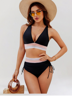 Lidia – Bikini-Set mit Bauchkontrolle und hoher Taille in Schwarz
