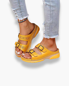 Damen Bequeme Sandalen | Superweich für Sommerschuhe in Gelb