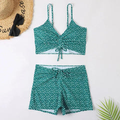 Lucia® | 3-teiliger Bikini-Badeanzug aus Ombre-Spitze mit Strandrock in Grün