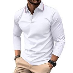 Rafael | Premium Polo Herren stilvoll mit kontrastierendem Kragen in Weiß