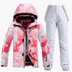Zweiteiliger Skianzug für Damen in Rosa / Weiß
