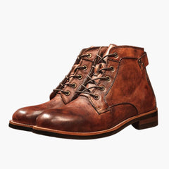 Schnürstiefel aus Leder für Herren in Braun