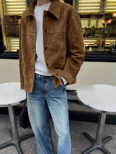 Josea – Vintage-Wildlederjacke in Braun