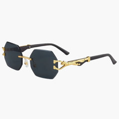 Damen Sonnenbrille mit UV400 Schutz und geometrischen Gläsern in Schwarz