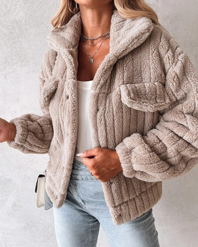 Warmer Damen-Teddy-Mantel | Kurz