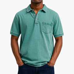 Poloshirt Klassisches - Kurzarmshirt für Herren mit Tasche in Grün