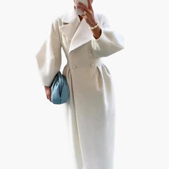Langer Trenchcoat mit Revers für Damen in Weiß