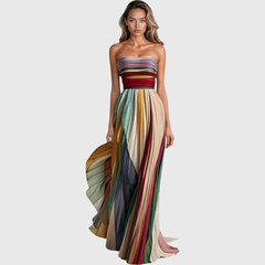 Regine | Damen Trägerlos Mehrfarbig Shorts Maxi Kleid in Prämie