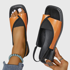 Selina | Damen Kontrast Riemen Flache Sandalen in Orange