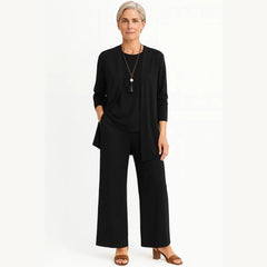 Kirsten | Damen Minimalistisches Dreiteiliges Lounge Set in Schwarz