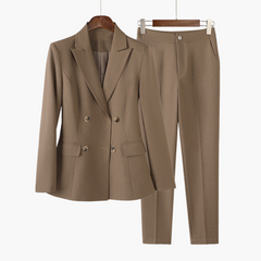 Eleganter Blazer Zweiteiler für Damen - Blazer und Hose in Braun