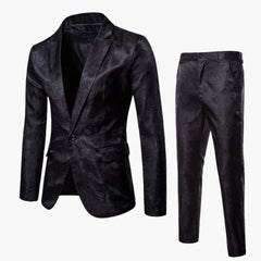 Herren Anzug mit Jacquard Muster für alle Jahreszeiten in Schwarz