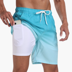 Schnelltrocknende Shorts - Herren Stretch-Shorts mit Innenslip in Hellblau