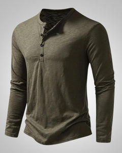 Peter | Herren Slim Fit Langarm Henleyshirt in Grün