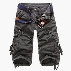 Herren Cargoshorts mit Taschen und verstellbarem Bund für Sommer in Dunkelgrau