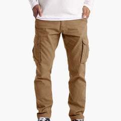 Herren Sommer Cargohose mit Taschen und verstellbarem Bund in Khaki