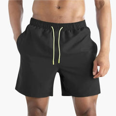 Herren Badeshorts mit Kordelzug und Seitentaschen in Schwarz