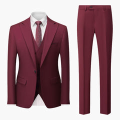 Eleganter Slim Fit Anzug - Herren 3-teilig für Business in Dunkelrot