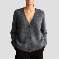 Weide | Gemütlicher Knopf-Cardigan in Dunkelgrau