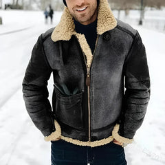 ALFRED - WINTER-NORDLEDERJACKE in Schwarz