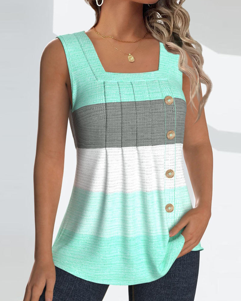 ROMA - Gestreiftes Tanktop mit Knöpfen