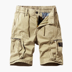 Herren Sommer Cargoshorts mit Reißverschlusstaschen und Kordelzug in Khaki