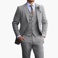 3-teiliges Anzug Set - Slim Fit Herrenanzug Beige für Hochzeit in Grau