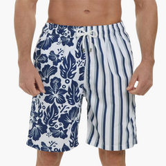 Schnelltrocknende Shorts - Herren Badeshorts mit Stretch in Weiß Blau