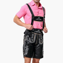 Bestickte Trachten Lederhose für Herren - Oktoberfest 2025 in Schwarz