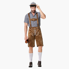Besticktes Trachten Lederhosen Kostüm für Herren - Oktoberfest 2025 in Hell Grau