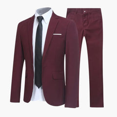 2-teiliges Anzug Set - Slim Fit Herrenanzug für Business Look in Rot
