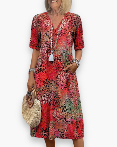 Damen Lebhaftes Midi Kleid | Stilvoll