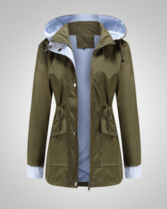 Anneliese | Damen Kapuze Kordelzug Regenjacke in Grün