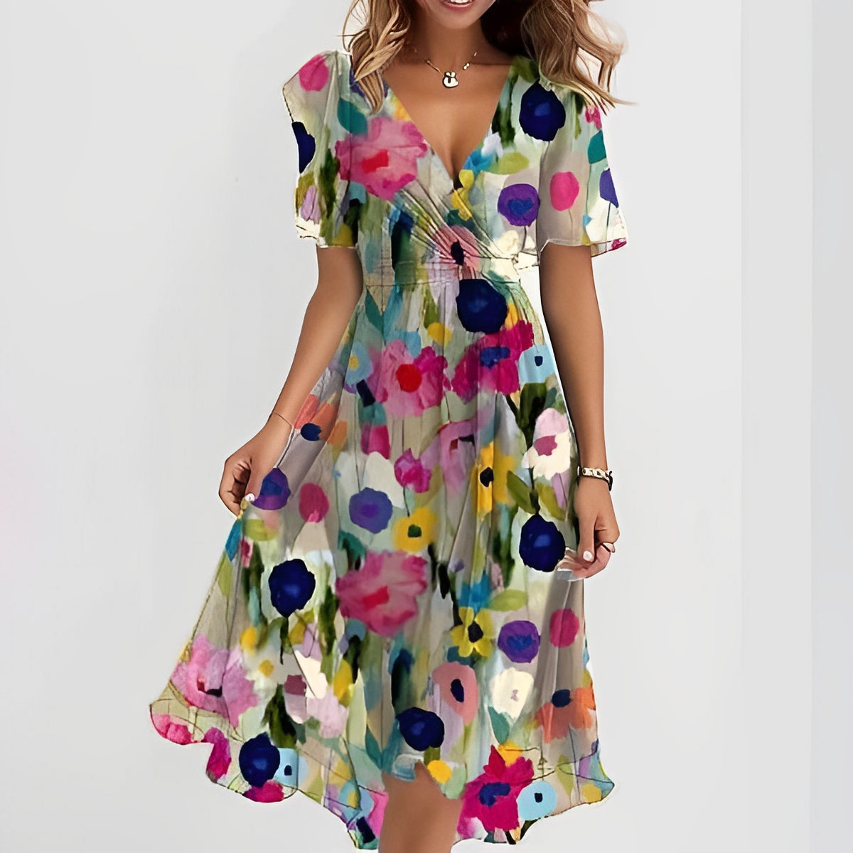 Valerie - V-Ausschnitt-Chiffonkleid für Damen