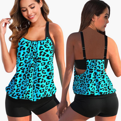 Tankini-Set für Damen - mit Bauchweg-Effekt und verstellbaren Trägern in Blau