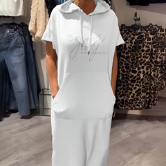 LORAVINE - Kapuzen Freizeitkleid in Weiß