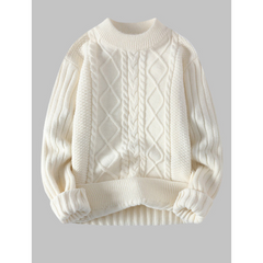 Lonnie - Strickpullover - Zopfmuster in Weiß