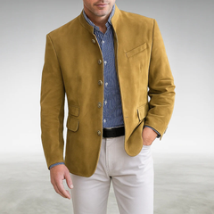 Cannes | Herren Elegante Strukturierte Jacke – Strukturierter Blazer Herren in Goldocker
