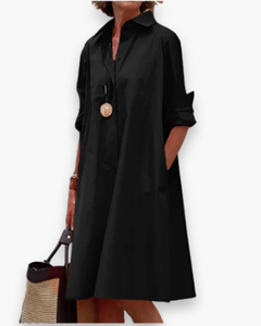 Damen Elegantes Hemdblusen Kleid | Modern in Schwarz