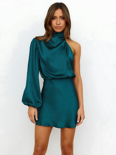 Ein-Schulter-Minikleid mit Halterneck für Damen