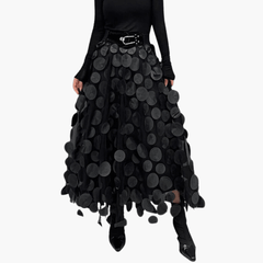 Tüll Maxirock mit Punkten für Damen – auffällig & elegant in Schwarz