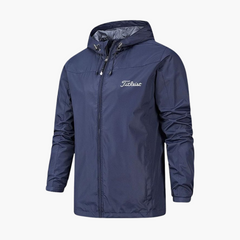 Herren Regenjacke mit Kapuze und Reißverschluss in Dunkelblau