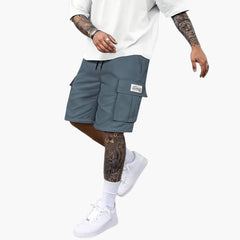 Herren Sommer Cargo Shorts mit Taschen und Kordelzugbund in Blau