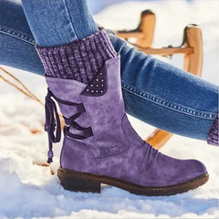 Stiefelette Damen Winter Komfort | Rutschfest Warm Gefüttert in Lila