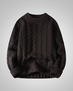 Julian | Herren Casual Winter Zopfstrickpullover in Schwarz