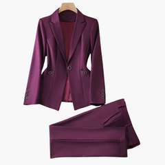Elegantes Damen Blazer-Ensemble mit Hose - Klassisches Design in Lila